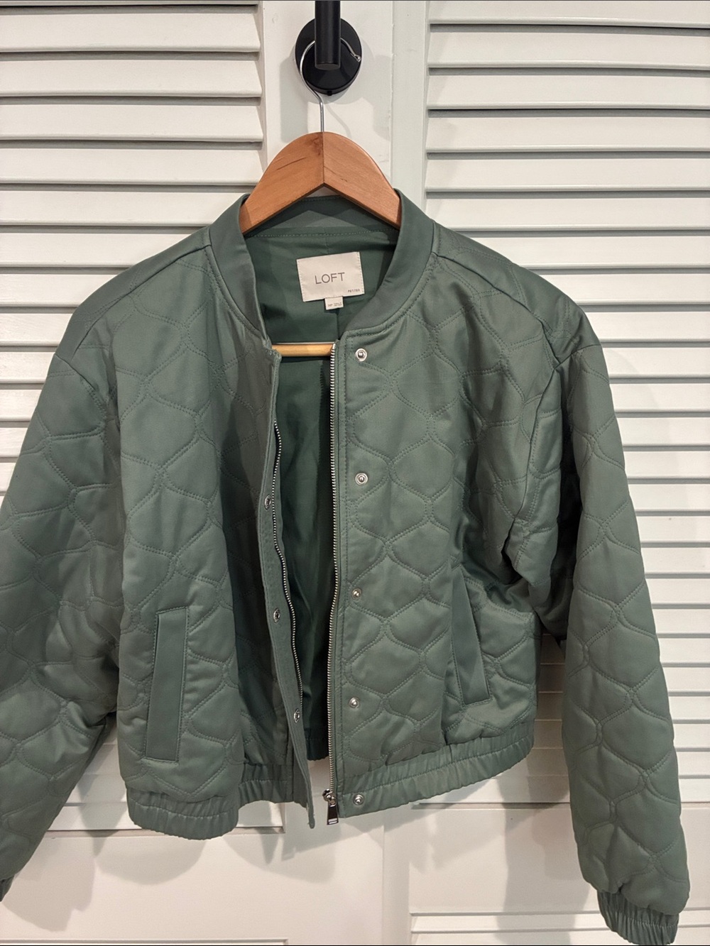 LOFT Quilted Bomber Jacket in Sage